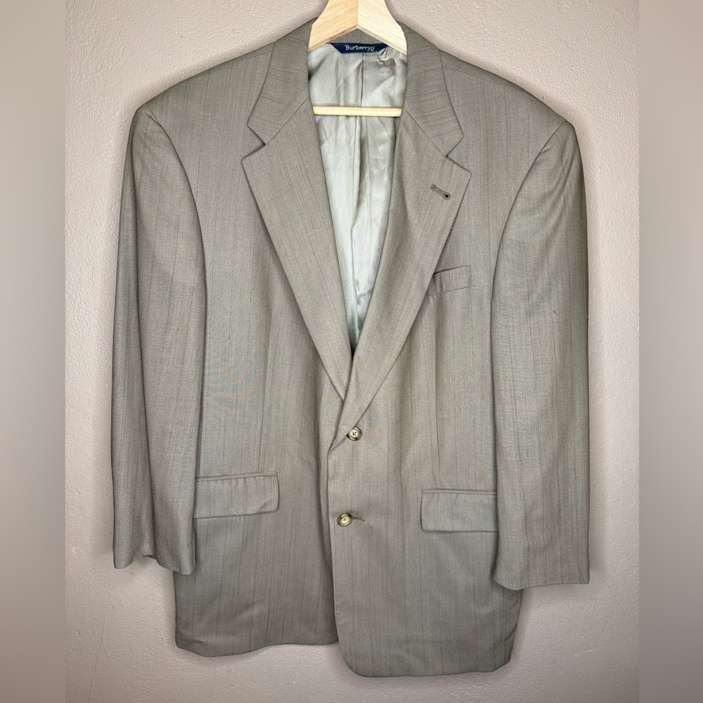 Burberry's Vintage Men's Light Gray/Beige Blazer Size 40S 100% Wool Classic